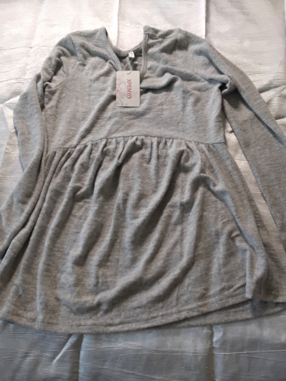 envy Light Gray Long Sleeve Peplum Tunic